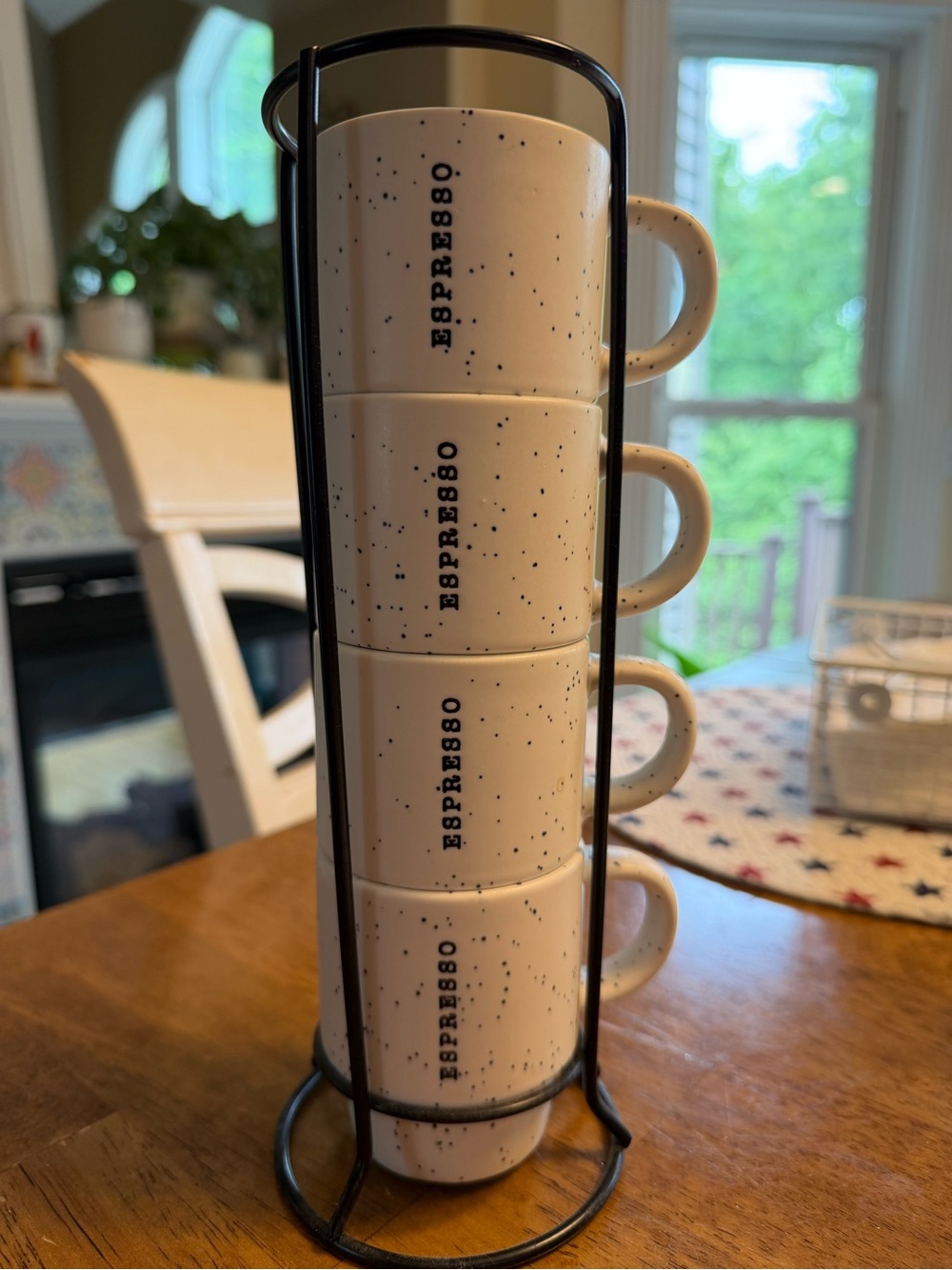 Espresso Stackable Ceramic Mugs in Cream (Set of 4)